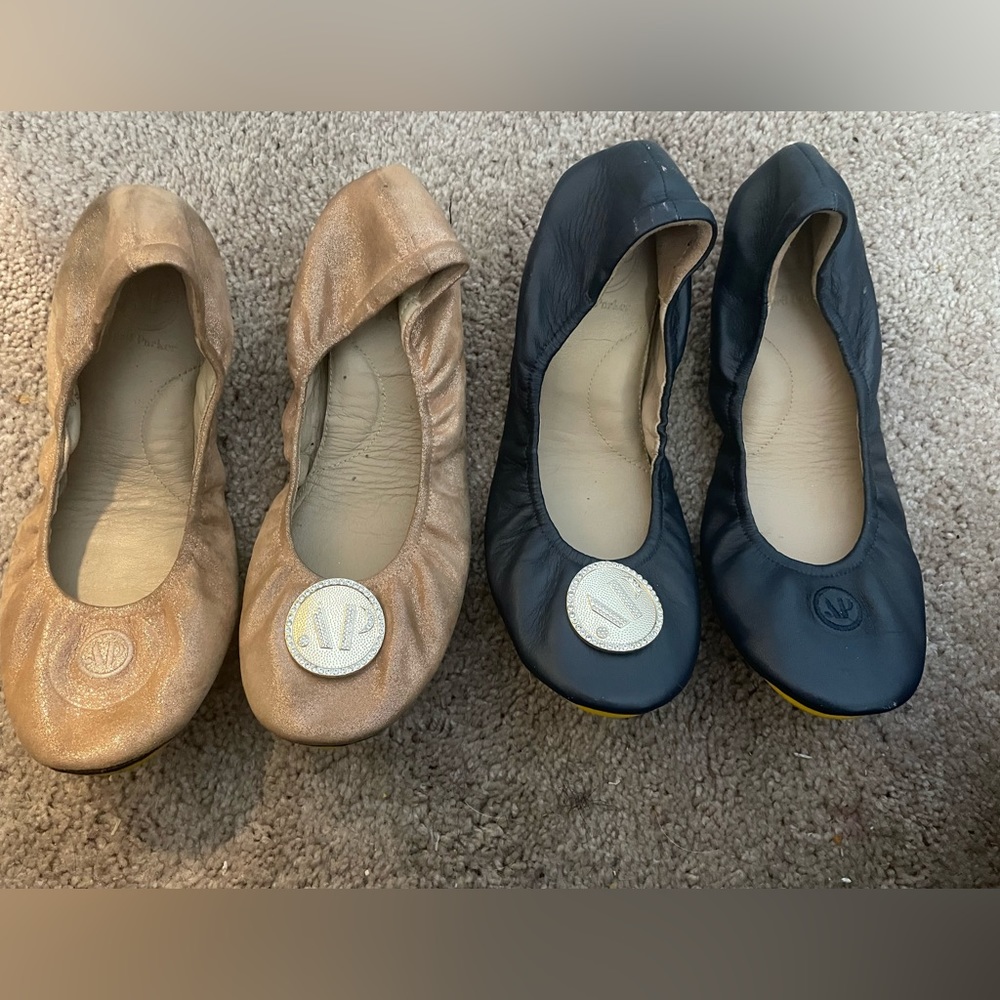 Lot of Size 10 April Parker flats with a set of rhinestone emblems